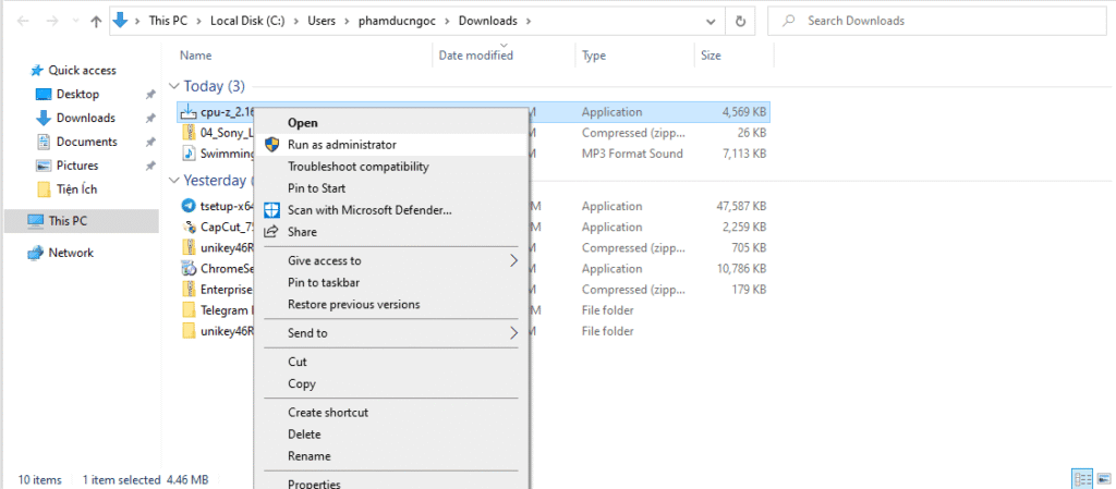 Click chuột phải vào chọn Run as administrator