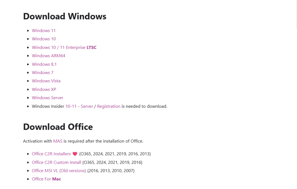 Link tải Windows và Office các phiên bản