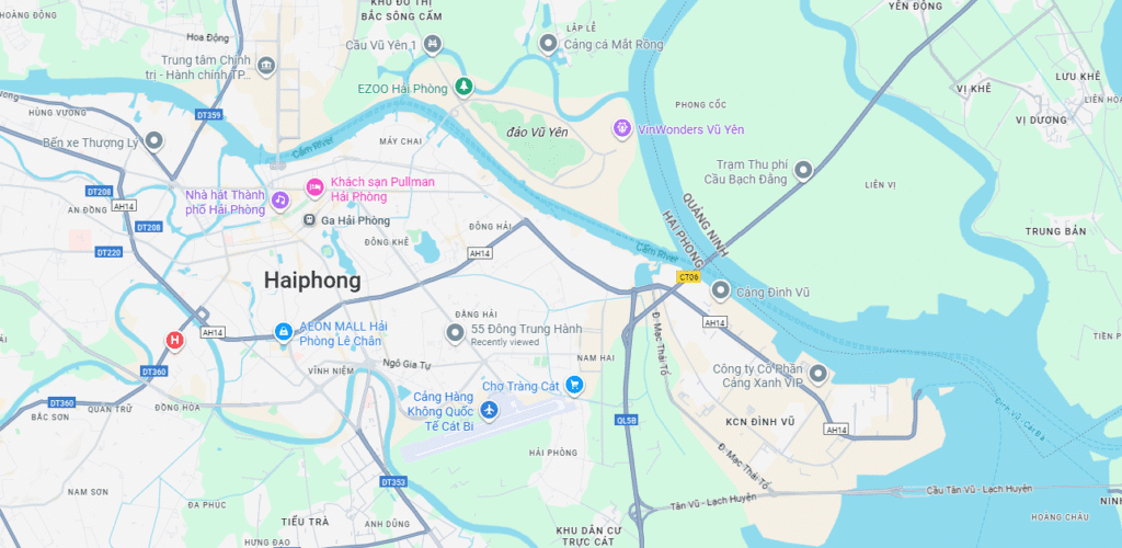 Hình ảnh chụp màn hình khu vực Hải Phòng