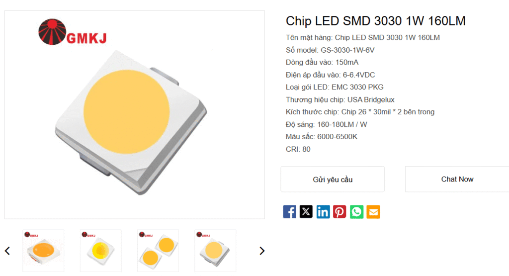 Mỗi LED 3030 sẽ tạo ra được 160LM