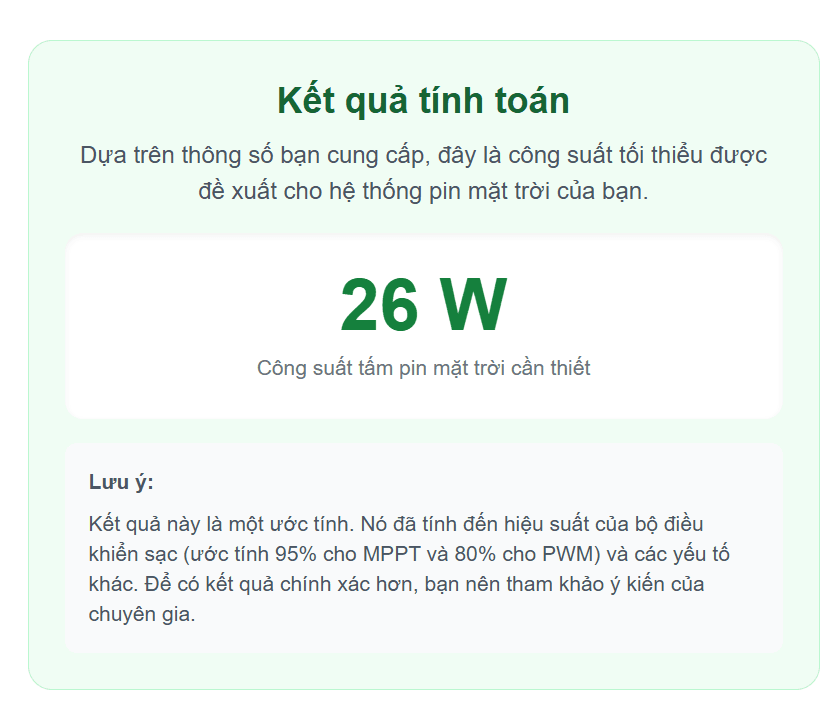 Cần số W tấm pin để sạc đầy khối pin LifePO4 3.2V (40.000mAh