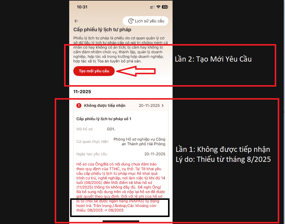 Đính chính: Từ chối do thiếu thông tin từ tháng 8/2005 nhé,