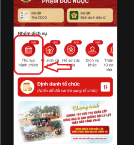 Giao diện ban đầu tiên của VneID