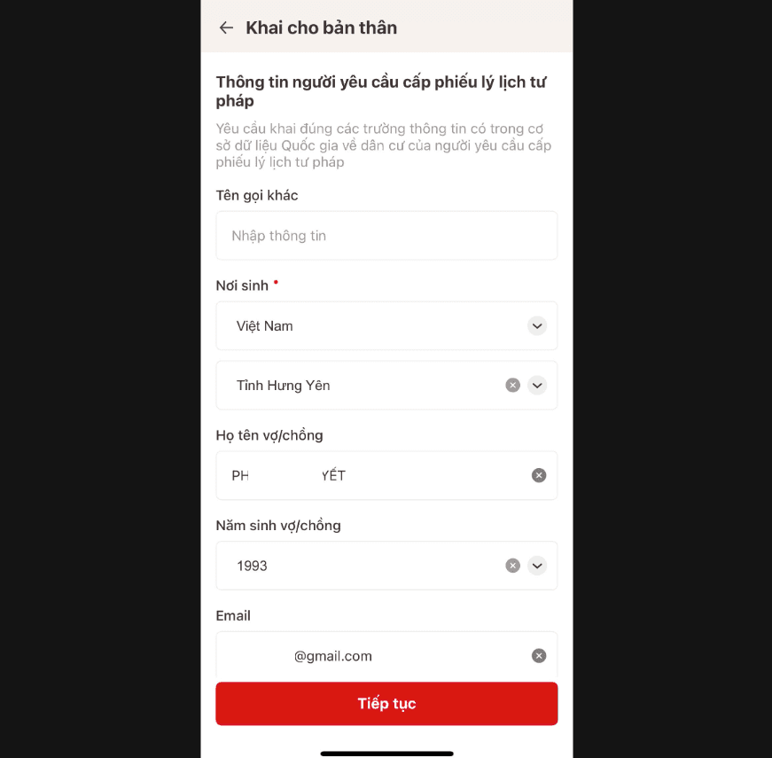 Kiểm tra thông tin và xác nhận