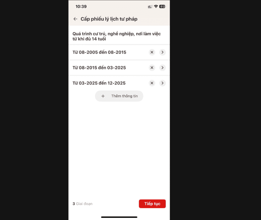 Cấp phiếu lí lịch tư pháp