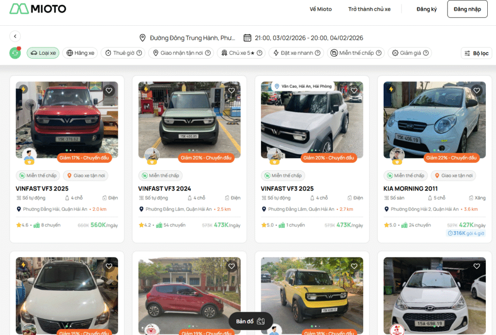 Ứng dụng thuê xe Mioto khá hay nhé