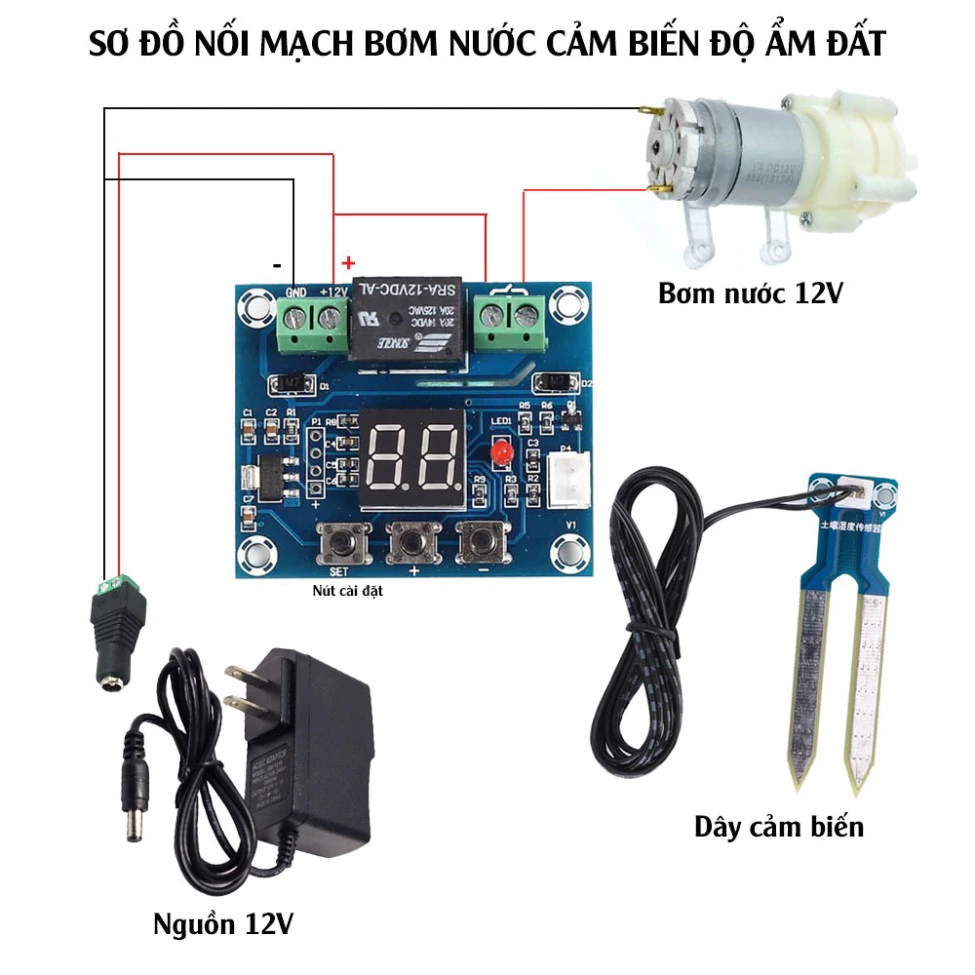 Sơ đồ kết nối của mạch tưới nước tự động