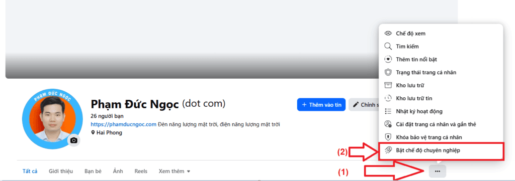 Mở Facebook cá nhân của bạn lên