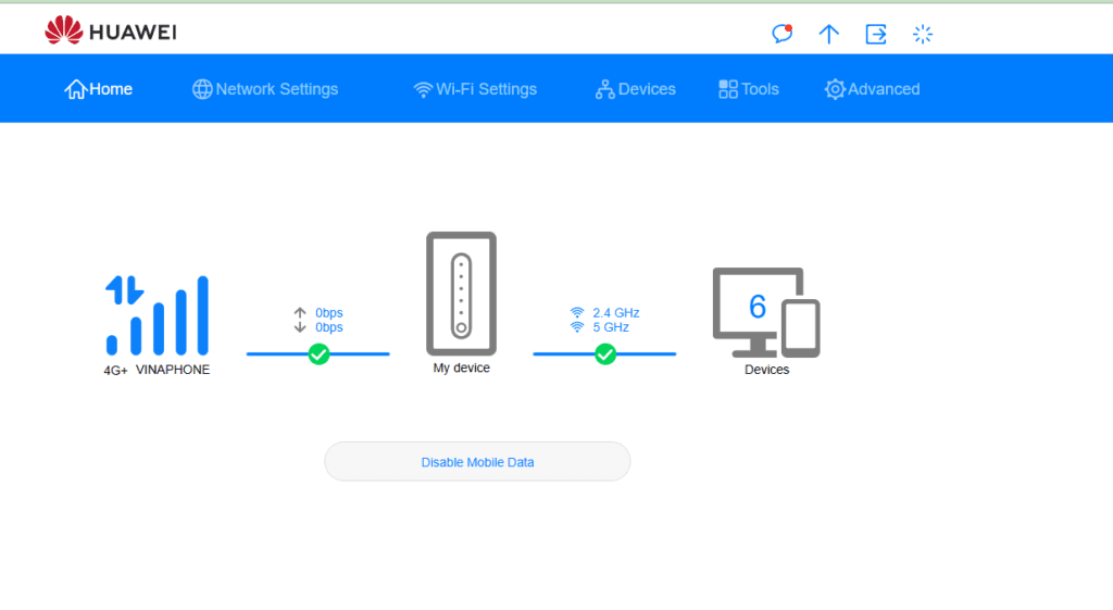 Giao diện Mobile Broadband của Huawei