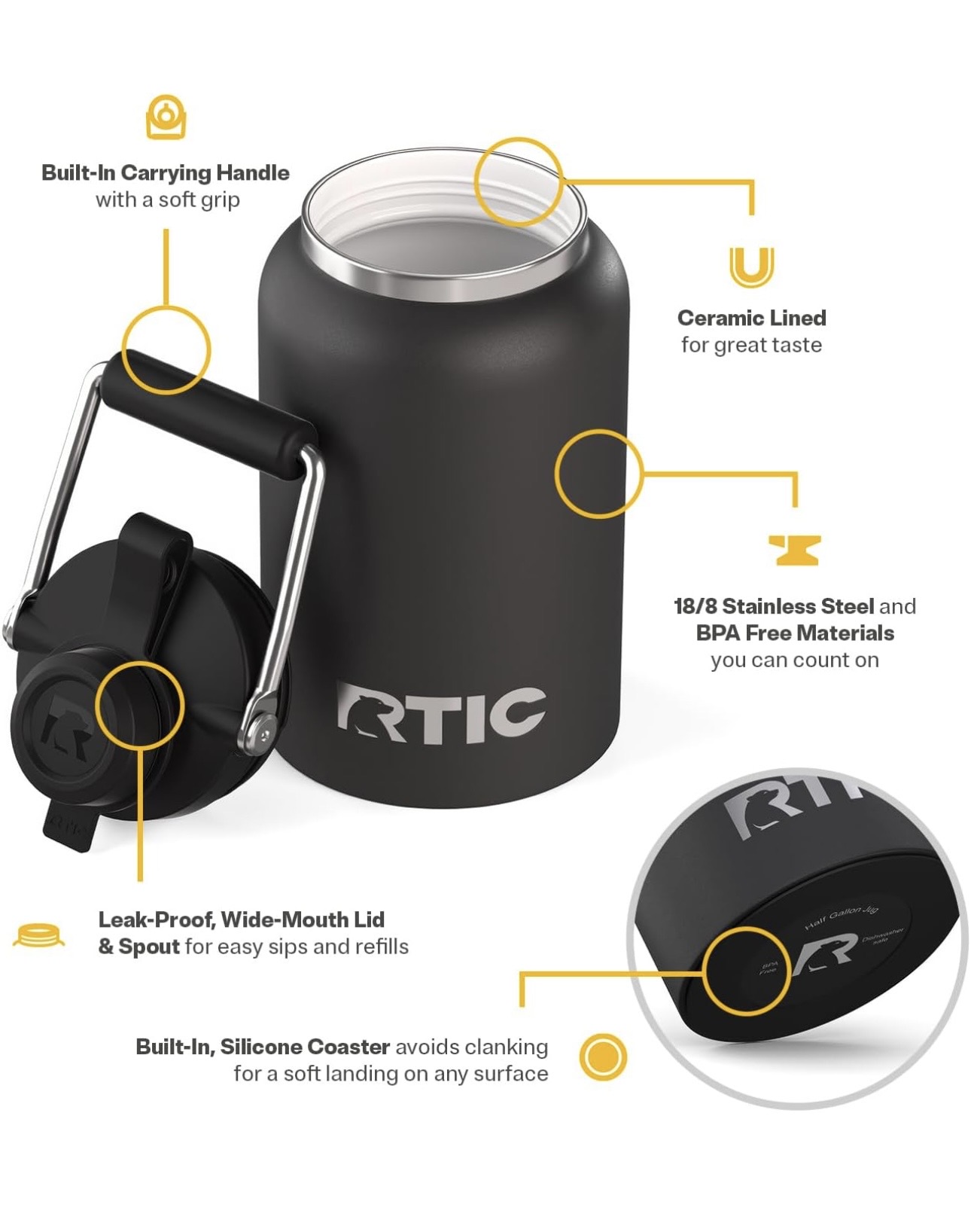 Bình Giữ Nhiệt RTIC Insulated Jug ruột gốm - Ảnh 3